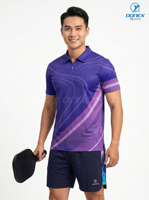 Áo thể thao nam MC-9166-09-01 Tím phối trắng